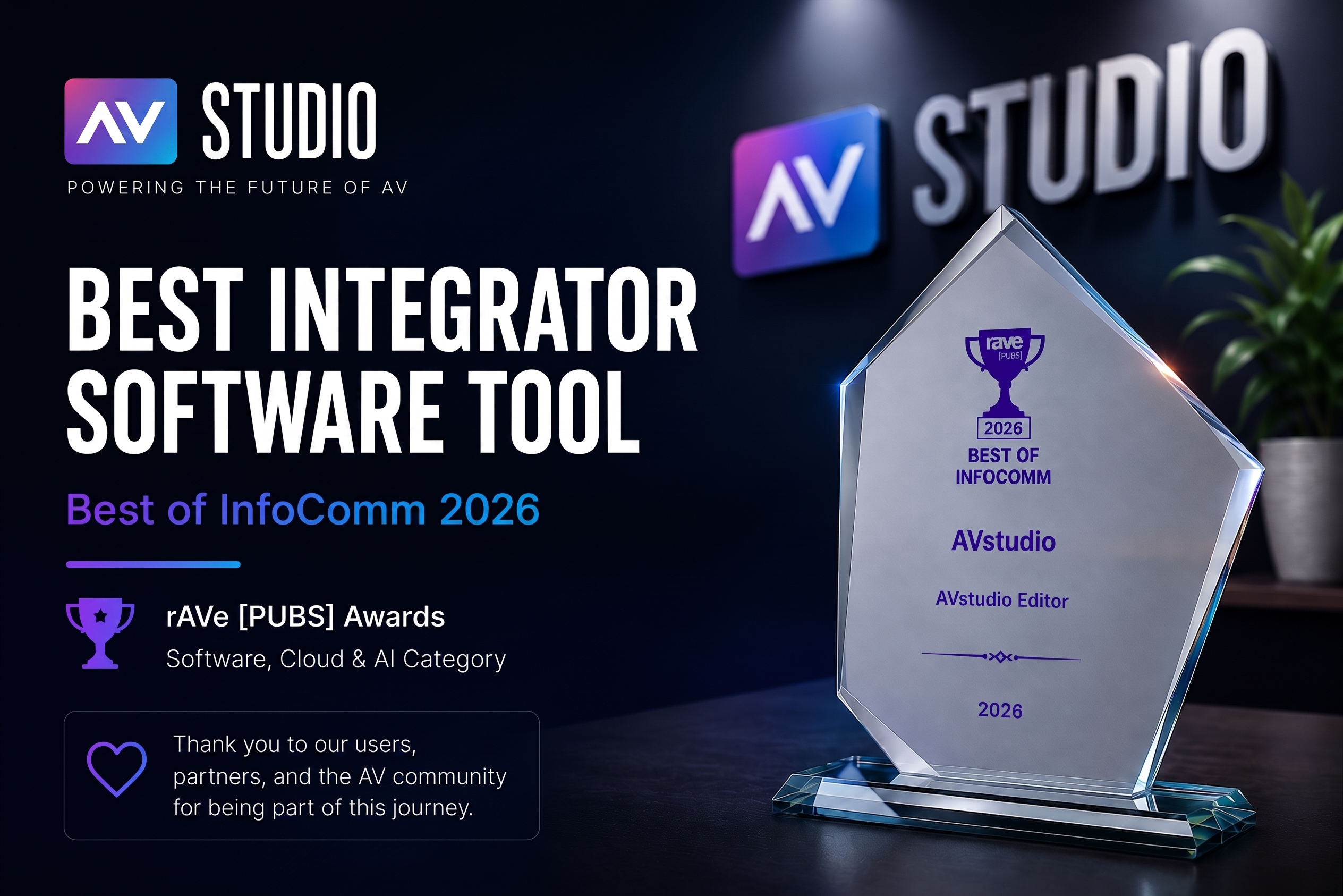 The Award Has Arrived: AVstudio Editor Named Best Integrator Software Tool at InfoComm 2026
