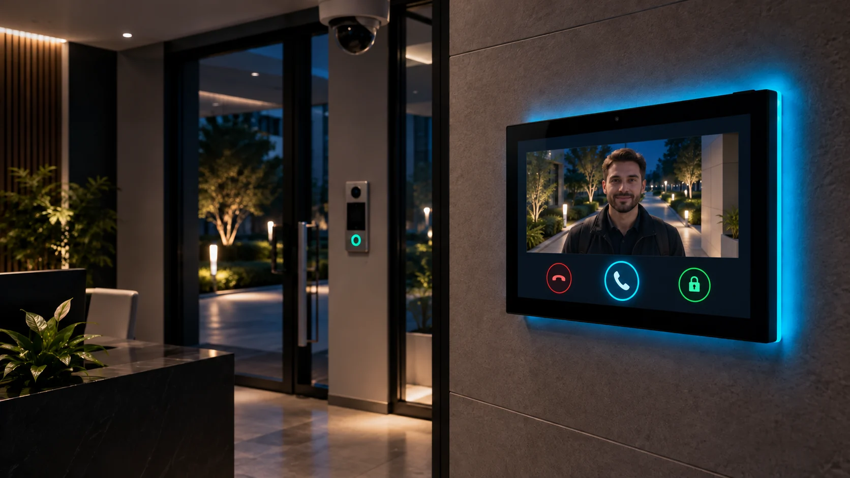 Indoor AVS Touch Panel receiving a SIP video call from the entrance intercom