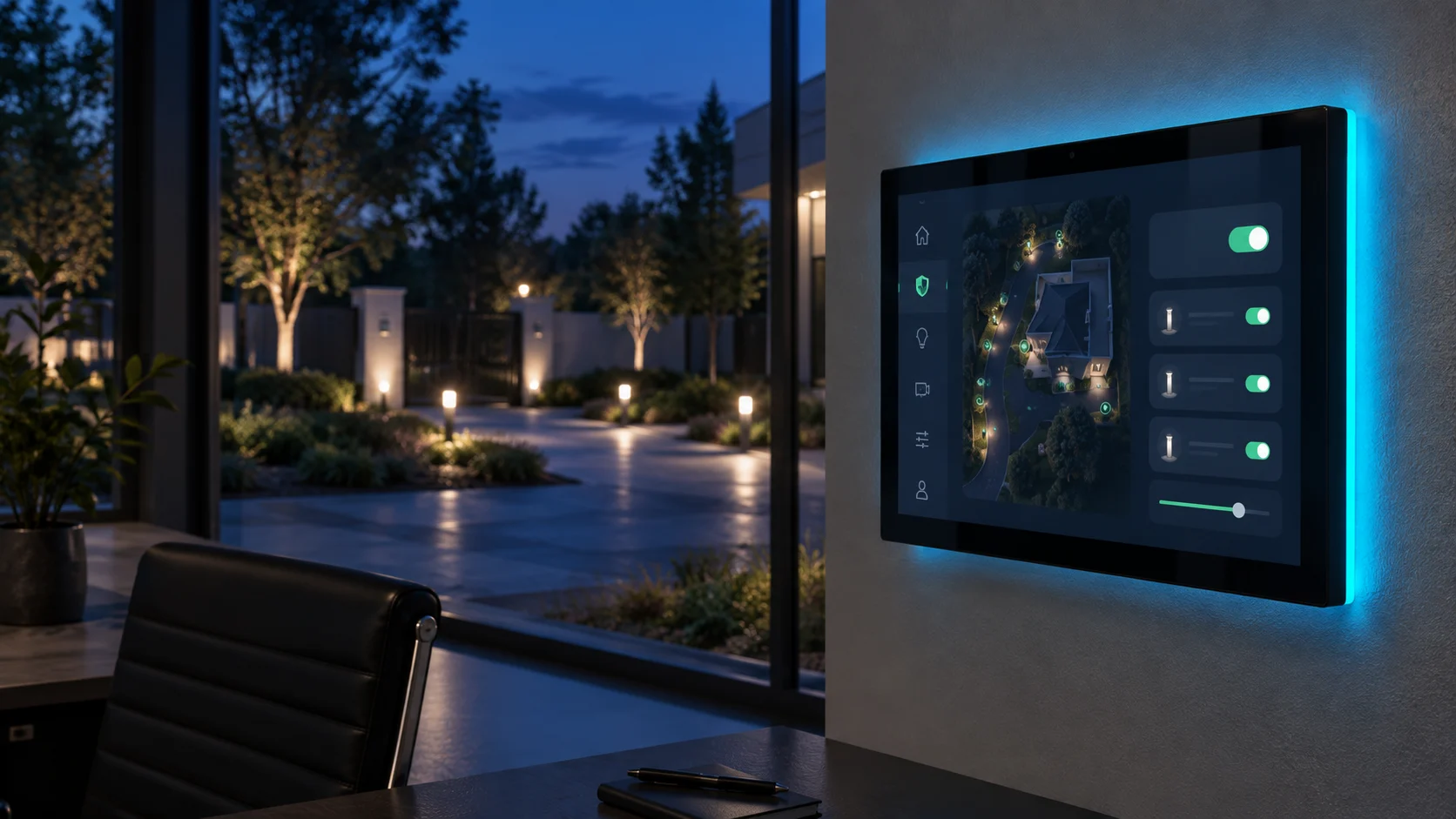 Security lighting and perimeter monitoring environment